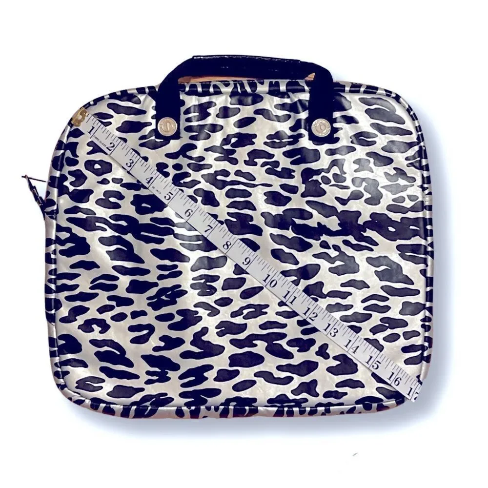 BETSEYVILLE BETSEY JOHNSON Metallic Silver & Black Leopard Padded Laptop Case